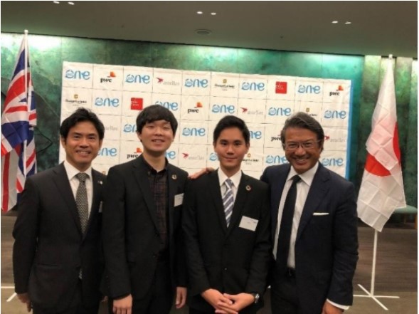 (from left) Vice President Yokoi, Mr.Matsumoto, Mr. Kishaba and Director of OYW Japan Committee Mr. Okubo
